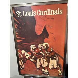 Vintage 1968 Saint Louis Cardinals NFL Original Team Poster with 25+ Autographs